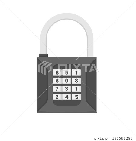Combination Padlock Flat Illustration. Clean Icon Design Element on Isolated White Background 135596289