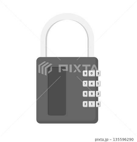 Combination Padlock Flat Illustration. Clean Icon Design Element on Isolated White Background Combination Padlock Flat Illustration. Clean Icon Design Element on Isolated White Background 135596290