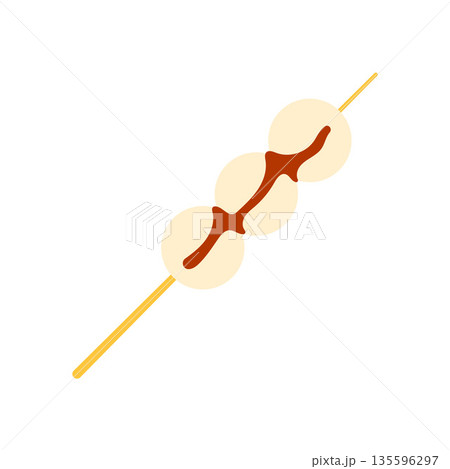 Mitarashi Dango Flat Illustration. Clean Icon Design Element on Isolated White Background Mitarashi Dango Flat Illustration. Clean Icon Design Element on Isolated White Background 135596297
