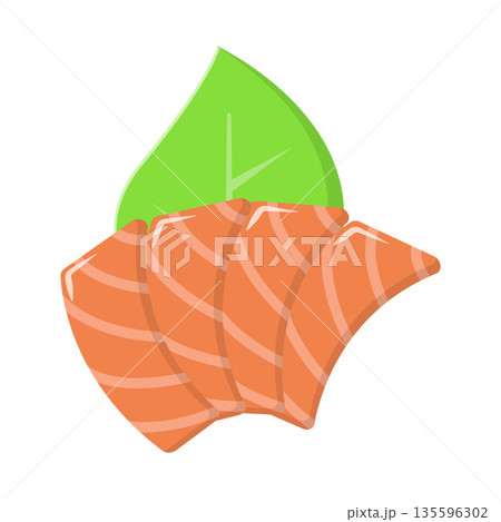 Salmon Sashimi Flat Illustration. Clean Icon Design Element on Isolated White Background Salmon Sashimi Flat Illustration. Clean Icon Design Element on Isolated White Background 135596302