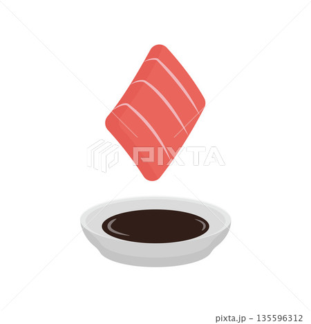 Tuna Sashimi Flat Illustration. Clean Icon Design Element on Isolated White Background 135596312