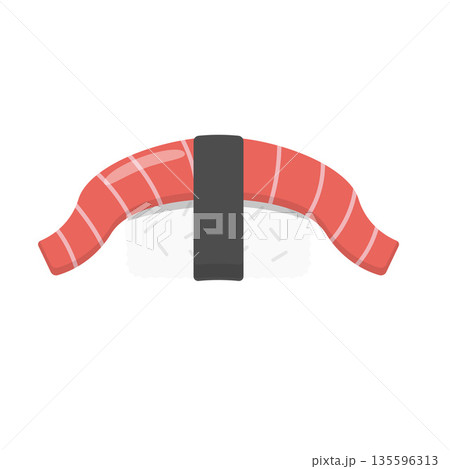 Tuna Sushi Flat Illustration. Clean Icon Design Element on Isolated White Background 135596313