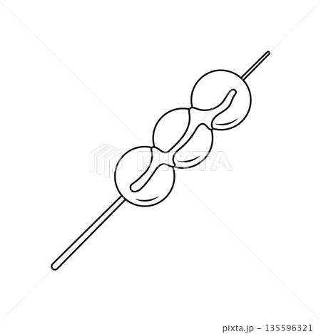 Dango with Sauce Outline Icon Illustration on White Background Dango with Sauce Outline Icon Illustration on White Background 135596321