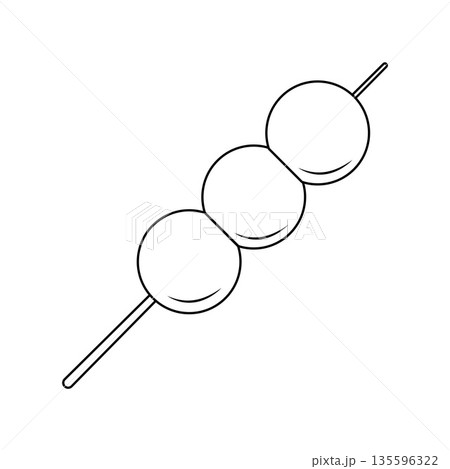 Dango Outline Icon Illustration on White Background 135596322