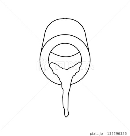 Graphite Crucible Pouring Molten Metal Outline Icon Illustration on White Background Graphite Crucible Pouring Molten Metal Outline Icon Illustration on White Background 135596326