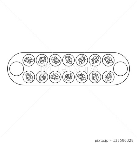 Mancala Traditional Board Game Outline Icon Illustration on White Background Mancala Traditional Board Game Outline Icon Illustration on White Background 135596329
