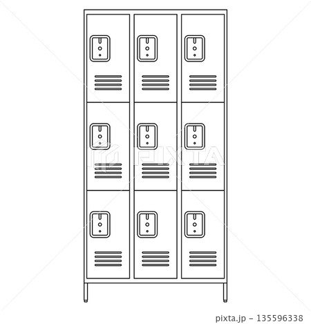 School Locker Outline Icon Illustration on White Background 135596338