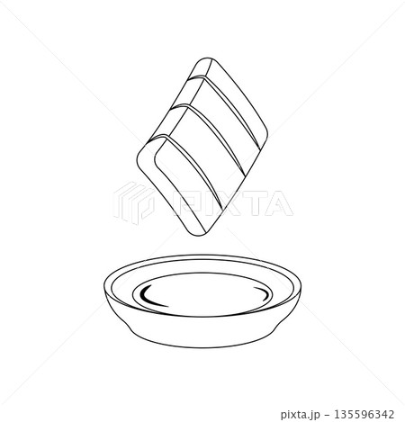 Sashimi Dipping Soy Sauce Outline Icon Illustration on White Background Sashimi Dipping Soy Sauce Outline Icon Illustration on White Background 135596342