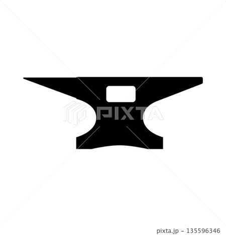 Blacksmith Anvil Silhouette. Black and White Icon Design Elements on Isolated White Background 135596346