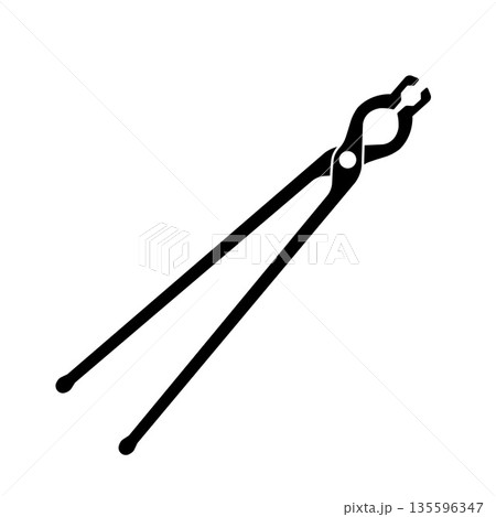 Blacksmith Tongs Silhouette. Black and White Icon Design Elements on Isolated White Background 135596347