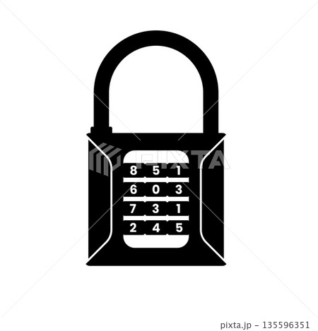 Combination Padlock Silhouette. Black and White Icon Design Elements on Isolated White Background Combination Padlock Silhouette. Black and White Icon Design Elements on Isolated White Background 135596351