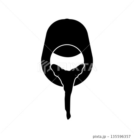 Graphite Crucible Poured Molten Metal Silhouette. Black and White Icon Design Elements on Isolated White Background 135596357