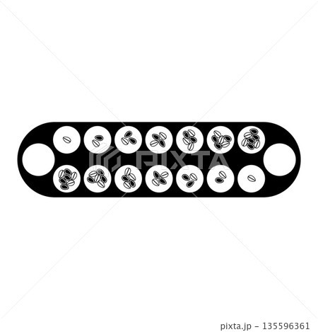 Mancala Traditional Board Game Silhouette. Black and White Icon Design Elements on Isolated White Background 135596361