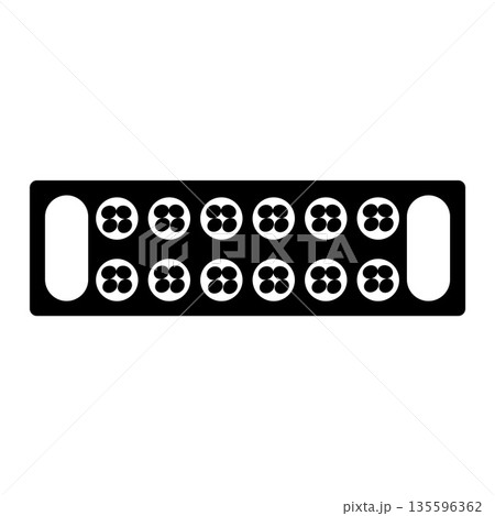 Mancala Traditional Board Game Silhouette. Black and White Icon Design Elements on Isolated White Background 135596362