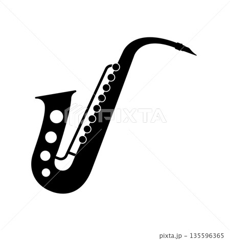 Saxophone Silhouette. Black and White Icon Design Elements on Isolated White Background 135596365
