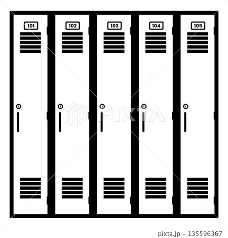 School Locker Silhouette. Black and White Icon Design Elements on Isolated White Background 135596367
