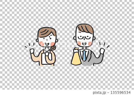 応援する男女の先輩社員 135596534