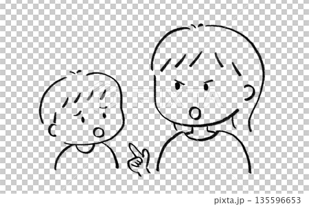 軽く注意される子供のイラスト（親子） 135596653