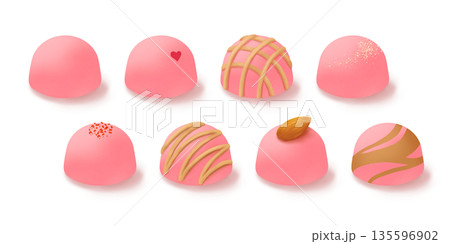 半球型いちごチョコレートのイラスト素材セット 135596902