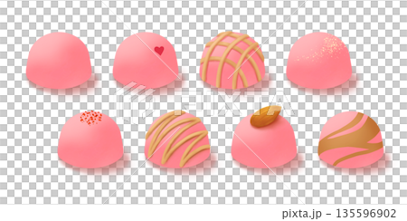 半球型いちごチョコレートのイラスト素材セット 135596902