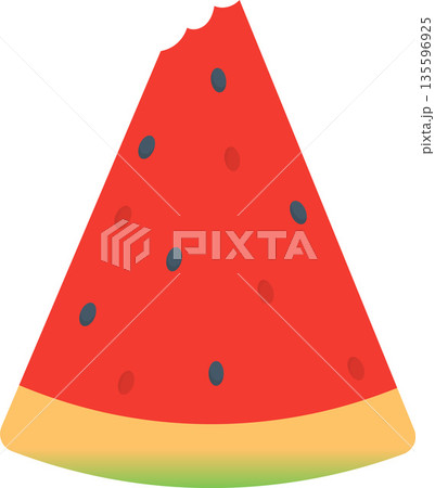 Watermelon Slice with Bite Mark Flat Illustration. Clean Icon Design Element on Isolated White Background 135596925