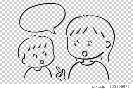 父母和孩子向孩子講解的插圖 135596972