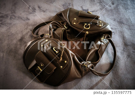 Leather Travel Bag on Soft Surface Leather Travel Bag on Soft Surface 135597775