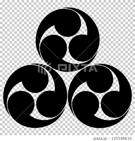 三つ盛三頭右巴といいます。三つ盛左三つ巴といいます。清水宗治の家紋です。 三つ盛三頭右巴といいます。三つ盛左三つ巴といいます。清水宗治の家紋です。 135598610