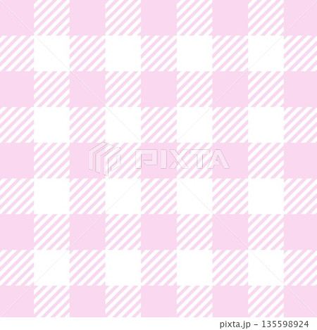 ギンガムチェック柄の背景パターン　ピンク色　シンプル 135598924