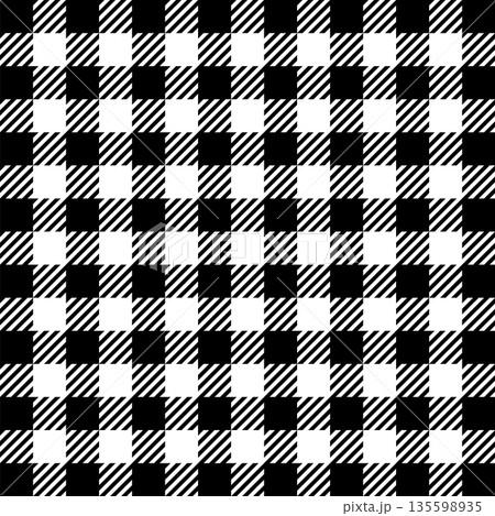 ツイルギンガムチェックの背景イラスト　15×15　モノクロ　黒多め 135598935