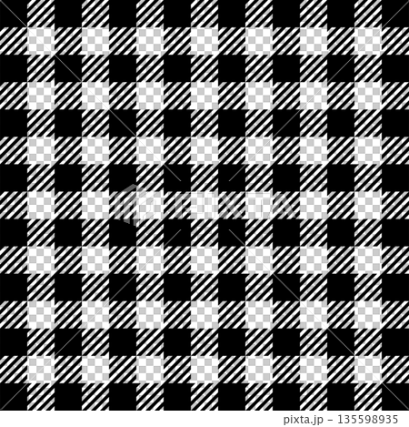 ツイルギンガムチェックの背景イラスト　15×15　モノクロ　黒多め 135598935