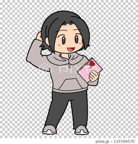 プレゼントを持って喜ぶ男性 プレゼントを持って喜ぶ男性 135599570