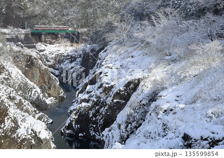 冬景色の飛水峡を走る高山本線普通列車 冬景色の飛水峡を走る高山本線普通列車 135599854