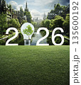 Happy new year 2026 green ecology and saving energy concept, Generative AI 135600192