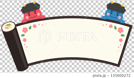 節分繪本卷框架與紅藍惡魔 135600272