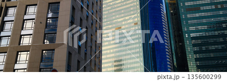 Modern city skyscrapers building facade background Modern city skyscrapers building facade background 135600299
