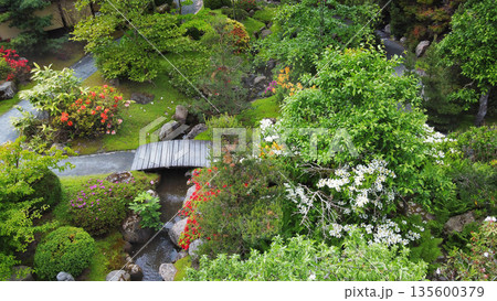 Aerial view on Japanese garden in Odense 135600379