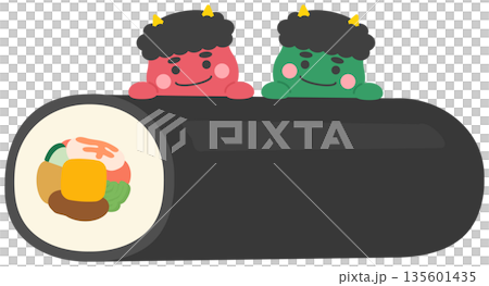 節分妖怪和江方卷，紅色和綠色妖怪 135601435