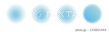 ドット・ハーフトーンの円セット　ベクター　コレクションAbstract dot circle, 135601444