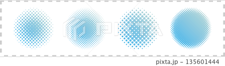 ドット・ハーフトーンの円セット　ベクター　コレクションAbstract dot circle, 135601444