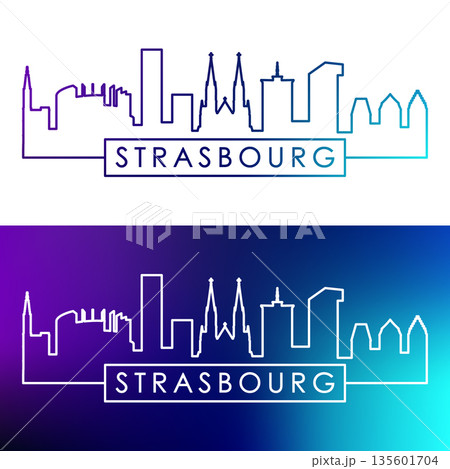 Strasbourg skyline. Colorful linear style. 135601704
