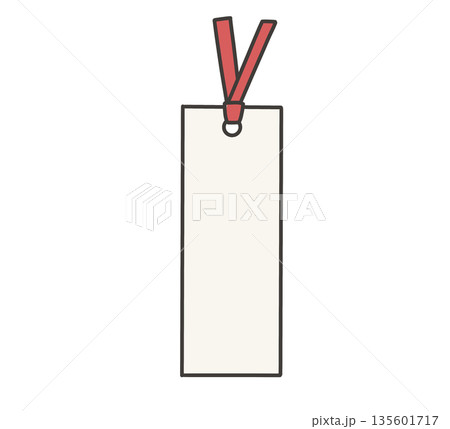 赤いリボンがついた白い栞のイラスト 135601717