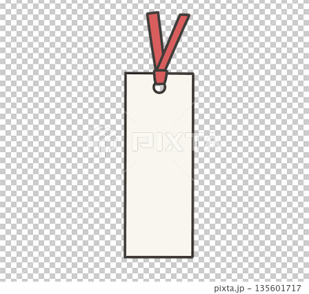 赤いリボンがついた白い栞のイラスト 135601717