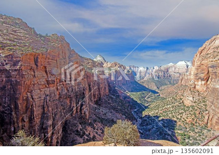 Canyon overlook with vast valley view 135602091