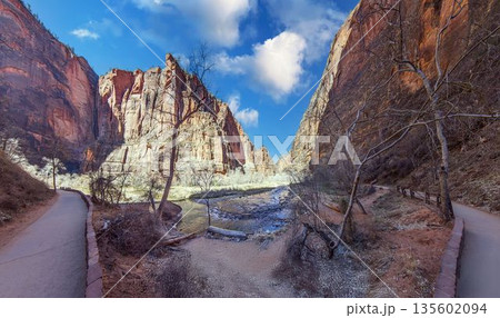 River canyon with cliffs and footpath River canyon with cliffs and footpath 135602094