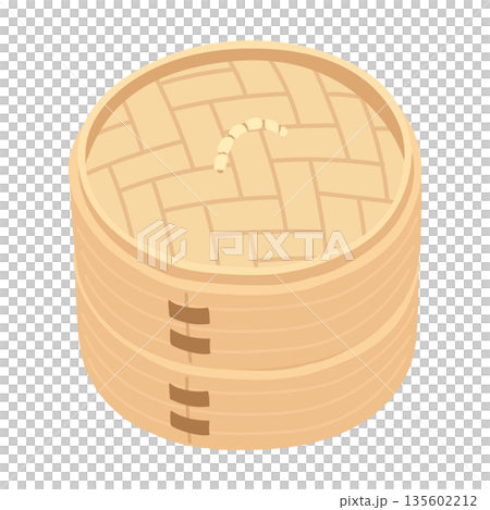 Simple illustration of a wooden steamer Simple illustration of a wooden steamer 135602212