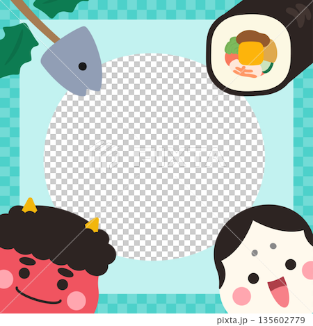 Setsubun square banner background, light blue Setsubun square banner background, light blue 135602779