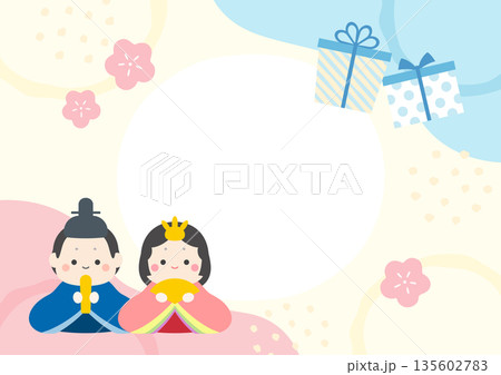 3月のイラスト、ひな祭りとホワイトデーの背景02 135602783
