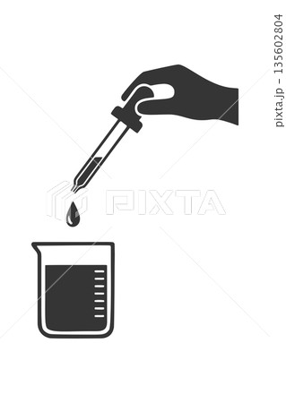 ビーカーとスポイトのシルエットアイコン 135602804