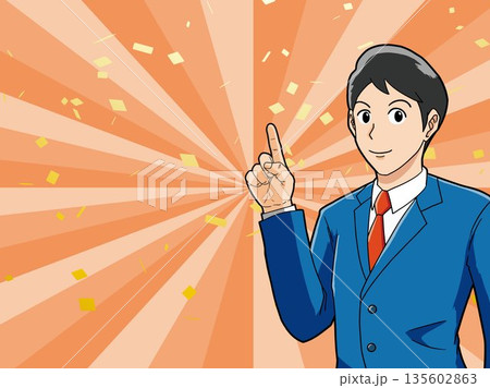 男性、人間、男、人物、腕、手、ベクトル、ビジネス、イラスト、漫画、ビジネスマン 135602863